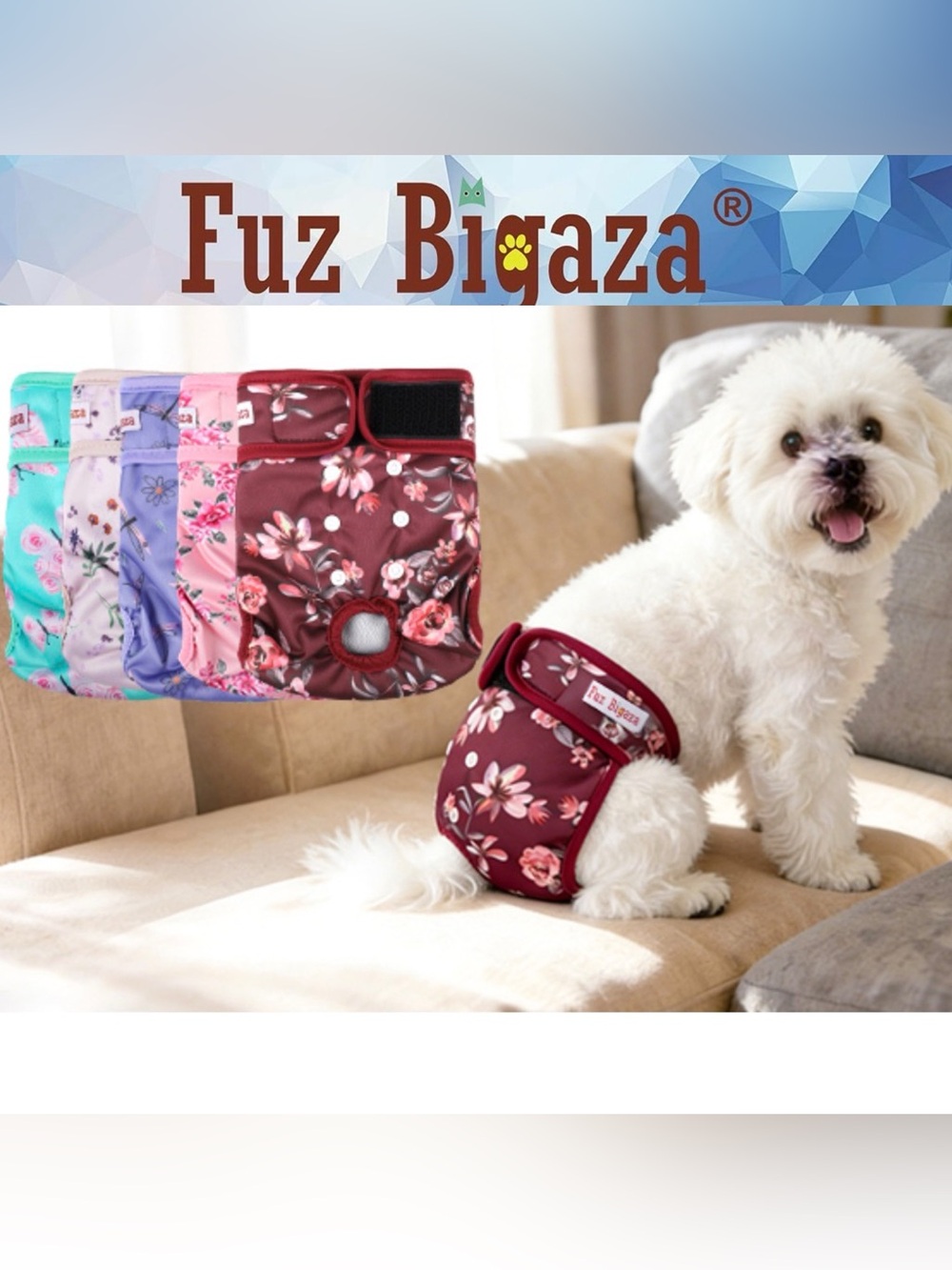 Fuz Bigaza 5-Pack Female Dog Reusable Diapers Size Small NWT